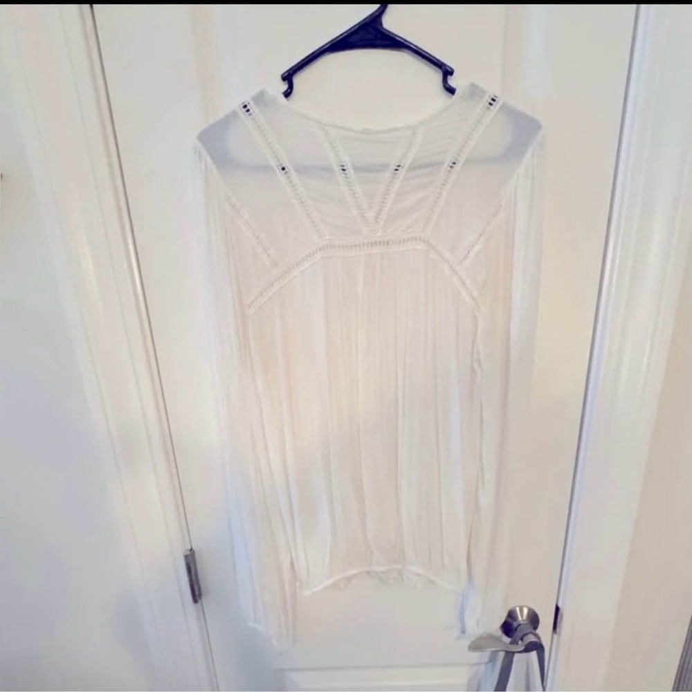 Free People Sheer White Blouse